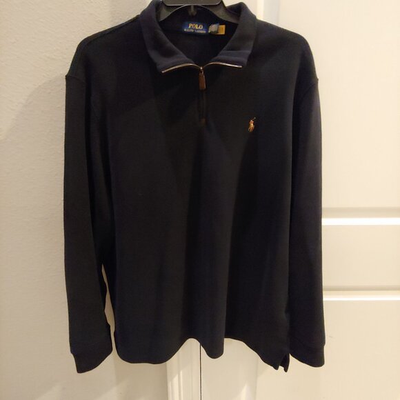 Ralph Lauren Polo Mens Blue Pullover Quarter Zip Mock Collar XXL TTG - Picture 1 of 5